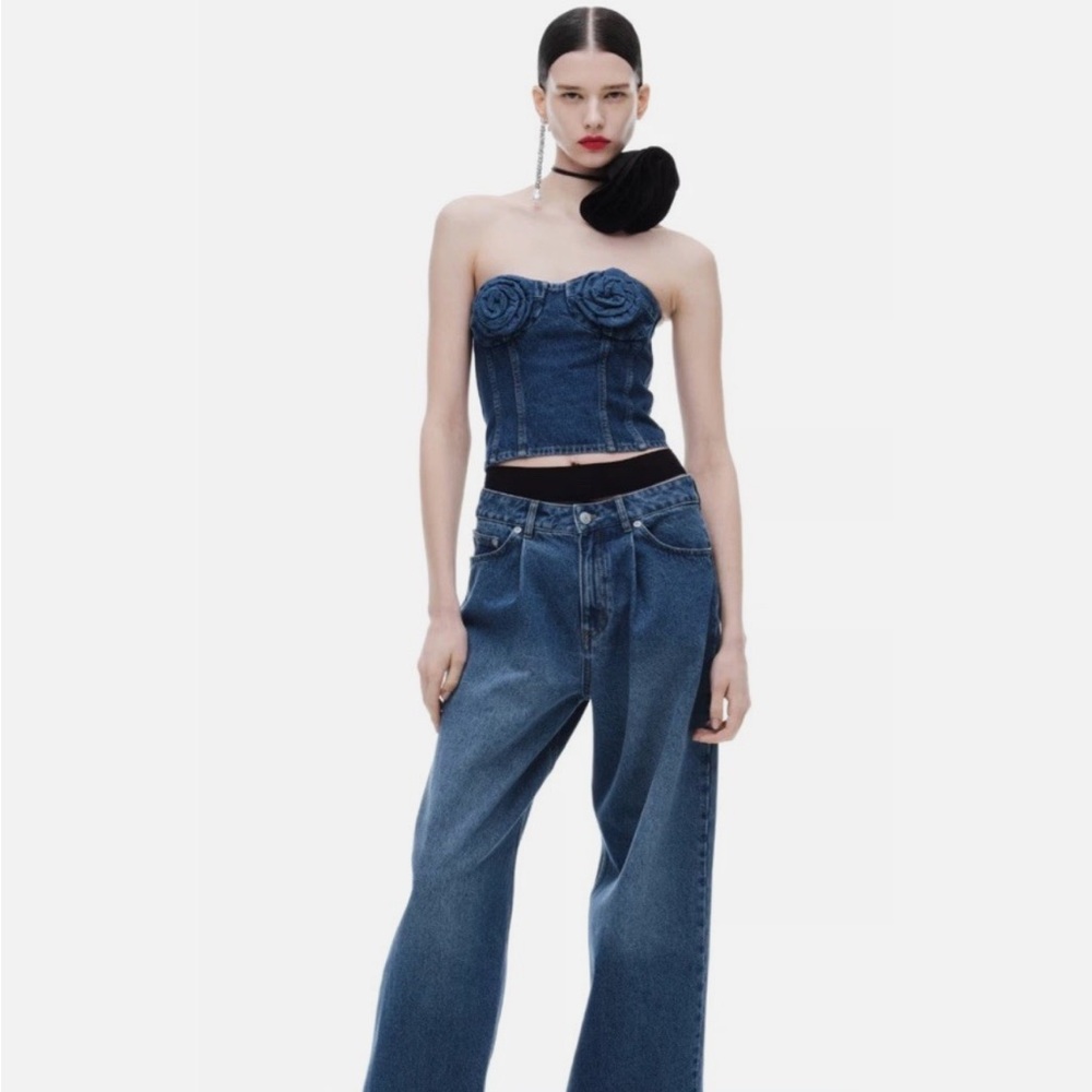 H&M Magda Butrym flower corset Jean sleeveless tube top size small